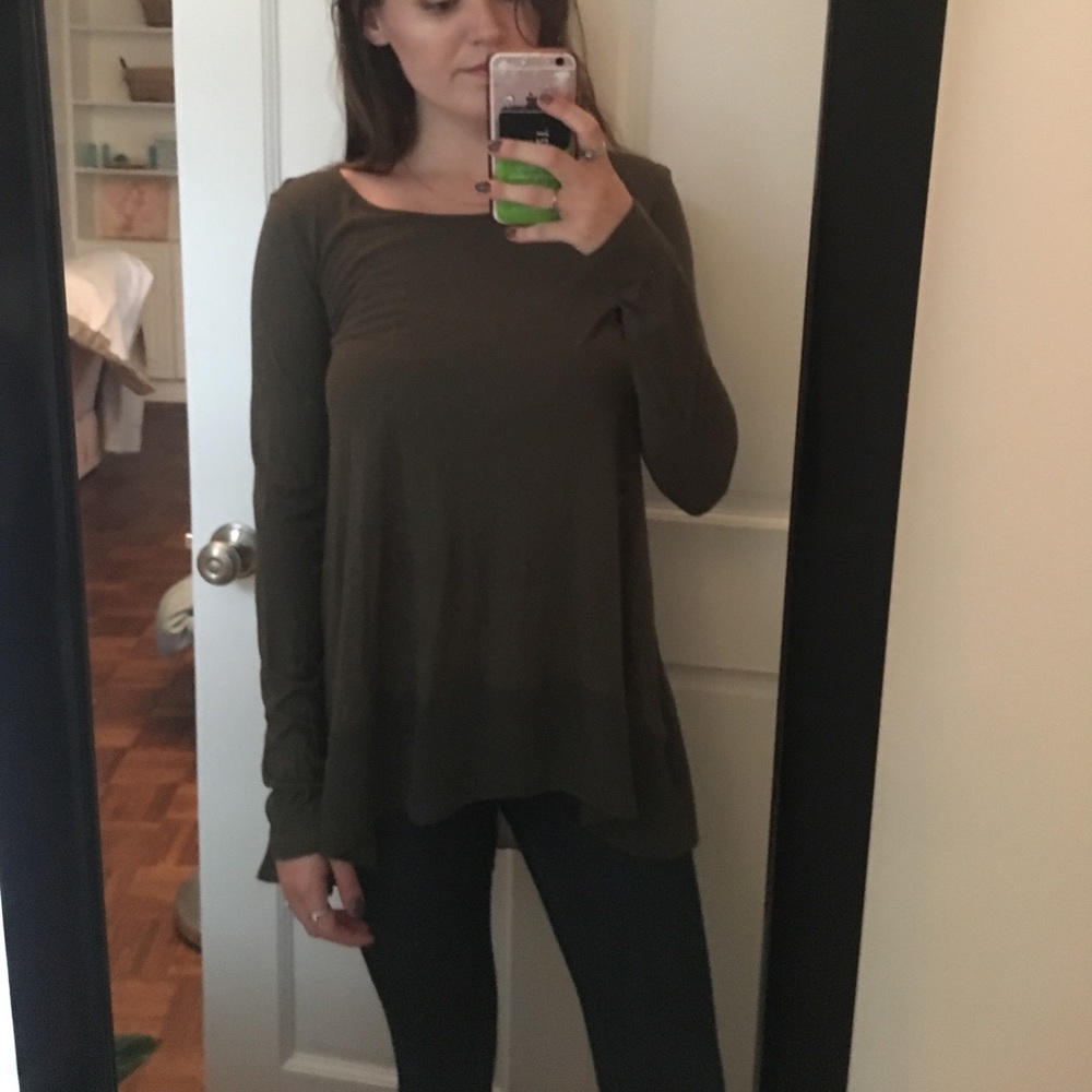 Nordstrom’s Olive tunic with chiffon bottom